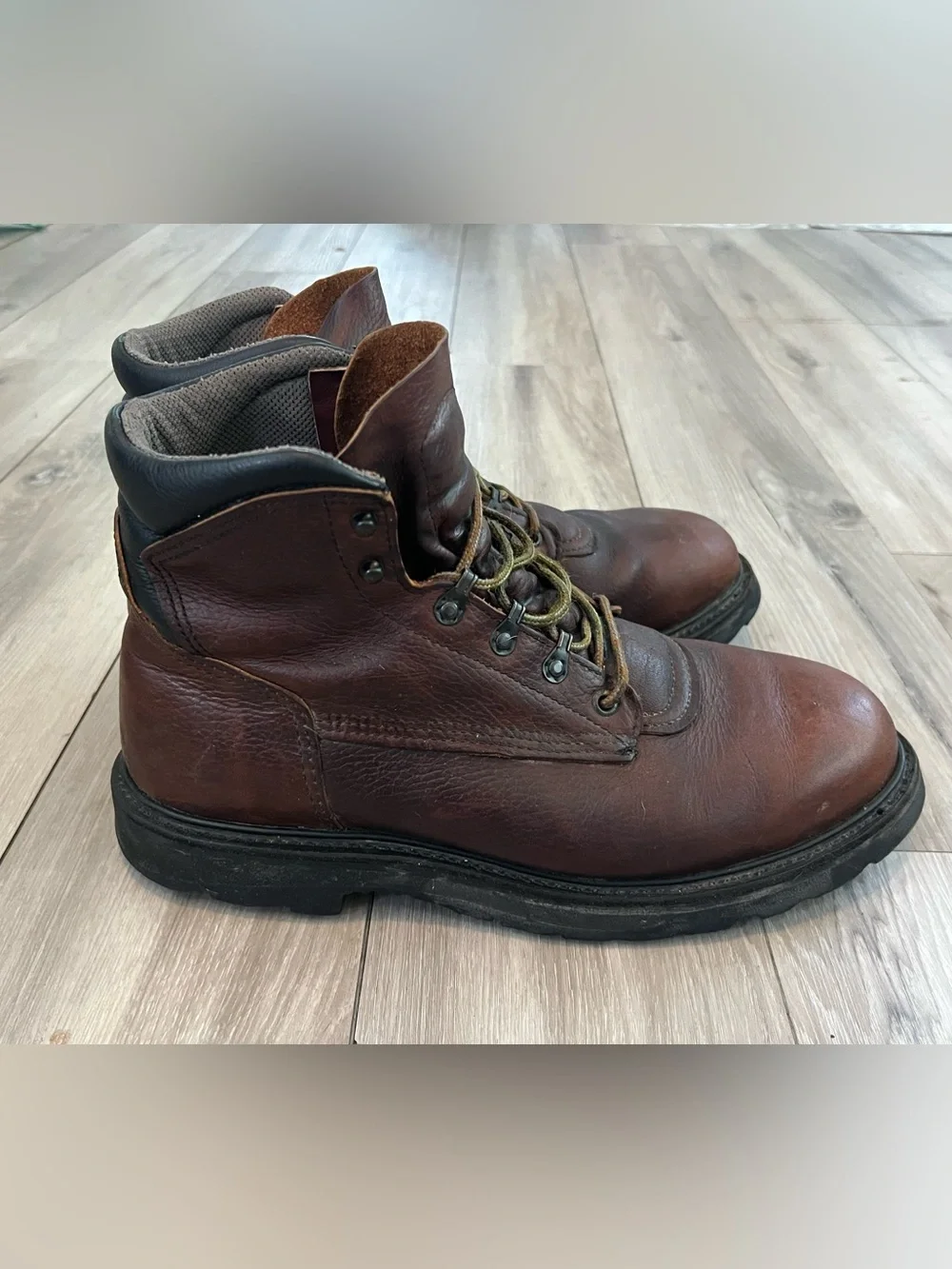Vintage Red Wing Work Boots Comfort Force Brown Lace Up Leather Mens 11.5